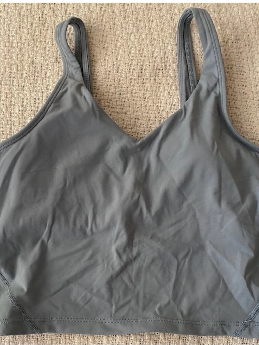 Gray V-Neck Crop Tank Top